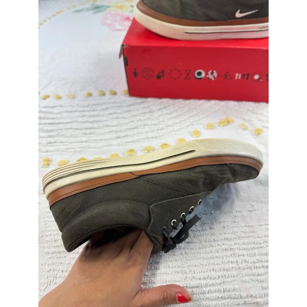 Nike Lunarlon Canvas Sneakers Olive Green Men's‎ Size 8.5 Lace Up Shoes